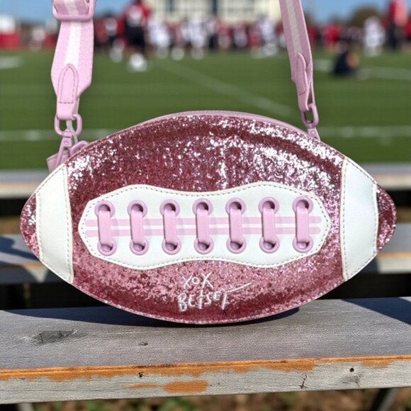Betsey Johnson Sequin Football Shoulder Crossbody Bag "XOTEAM" - New - Picture 1 of 10